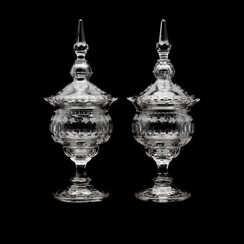 LOCKURNOR, 1 par, glas, 1800-talets andra hälft.