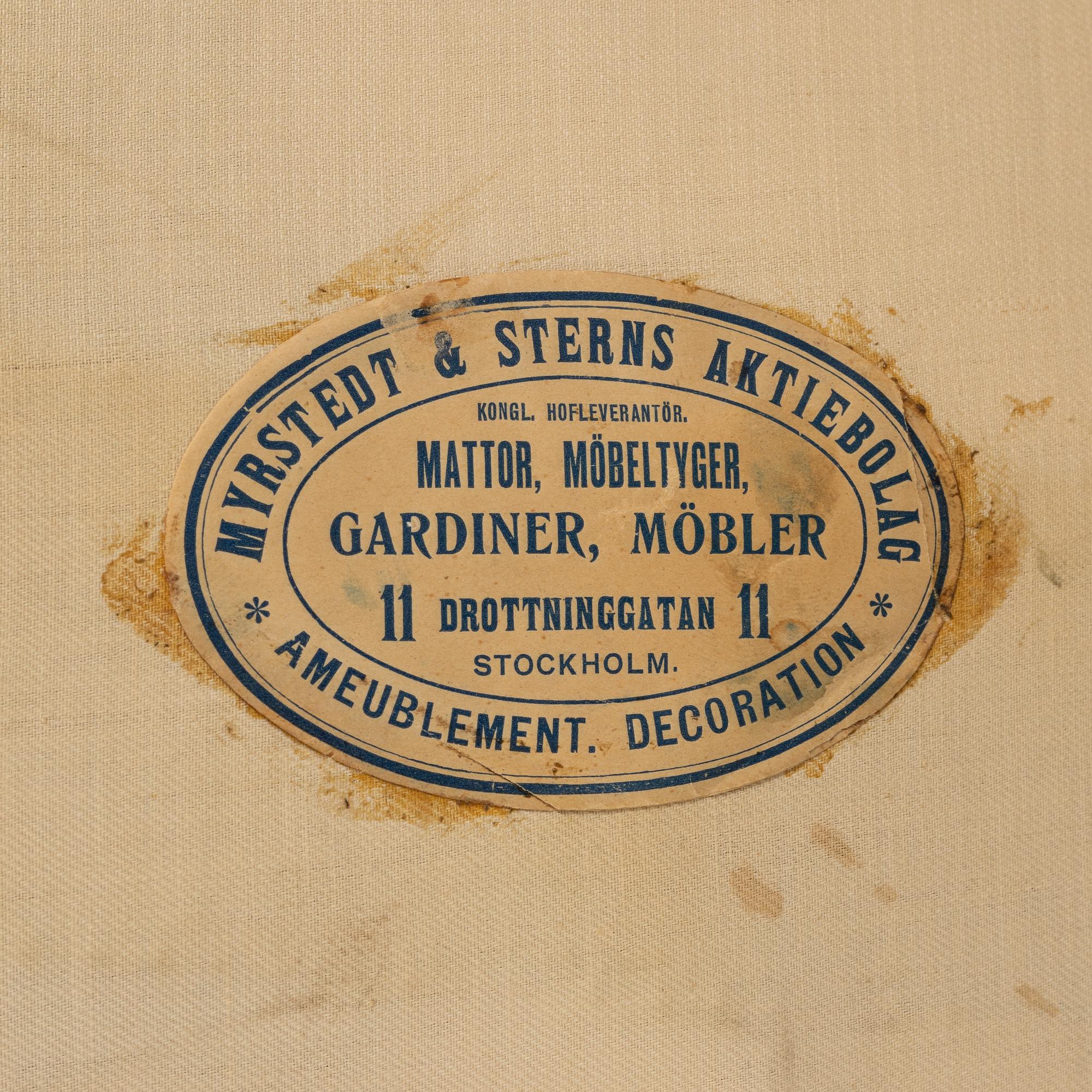 Salongsgrupp, 9 delar, gustaviansk stil, Myrstedt & Stern, Stockholm, 1900-talets början,