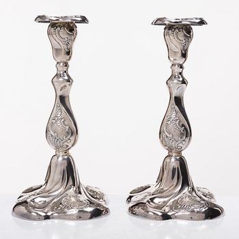 Candelabra, 2+2 pcs, silver, Thorvald Marthinsen Silverware Factory, Tönsberg, Norway, 20th century.