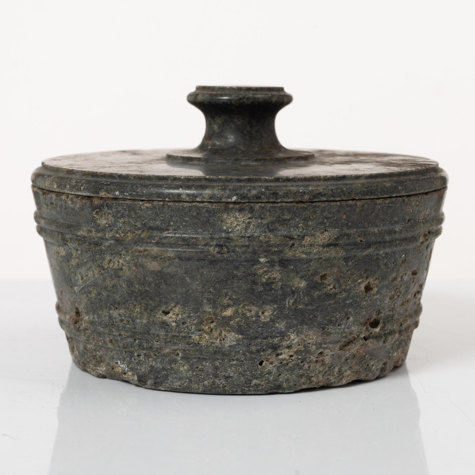 A 'Kolmård' marble butter box, Sweden, early 19th century.