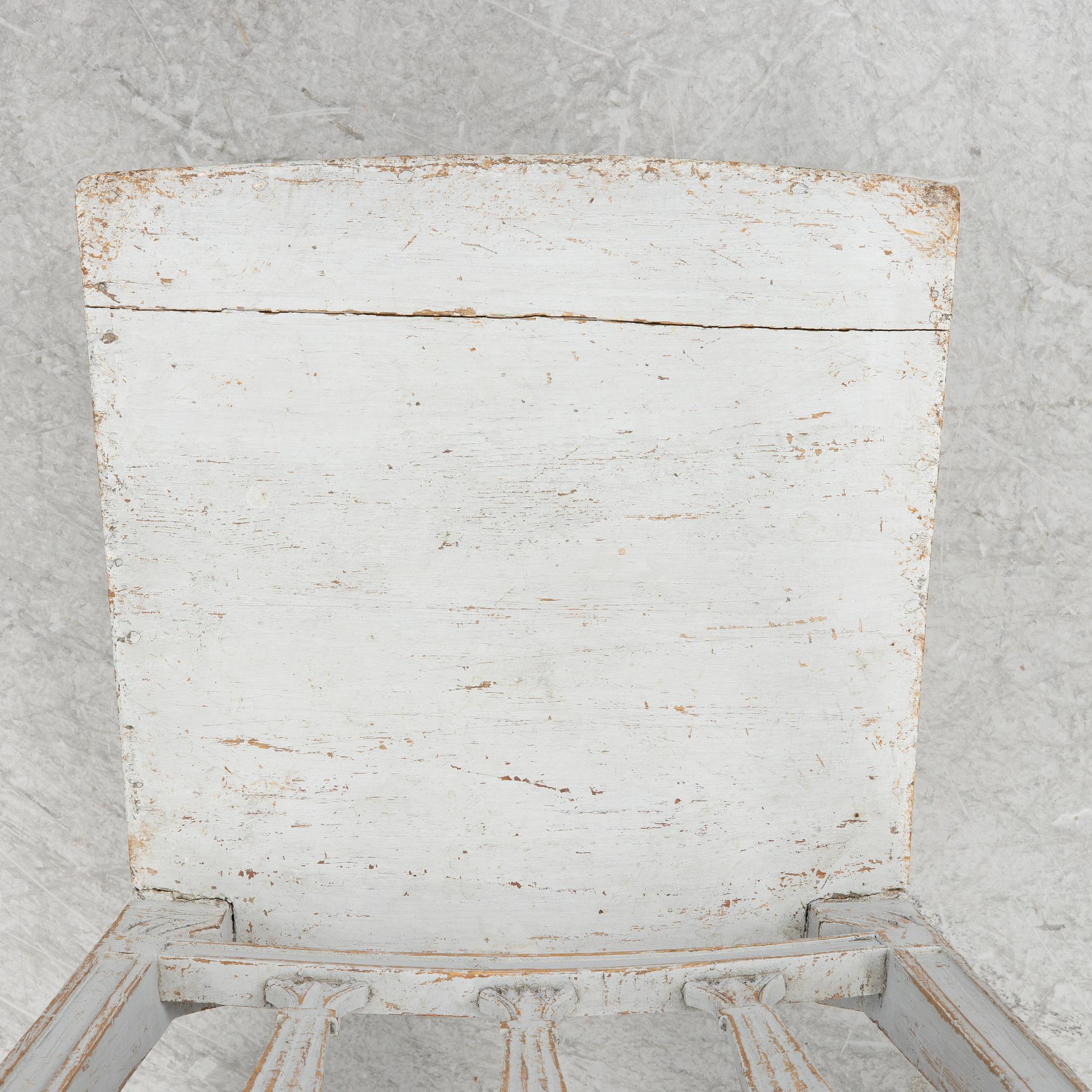 Two similar late Gustavian chairs, Sweden, around 1800.