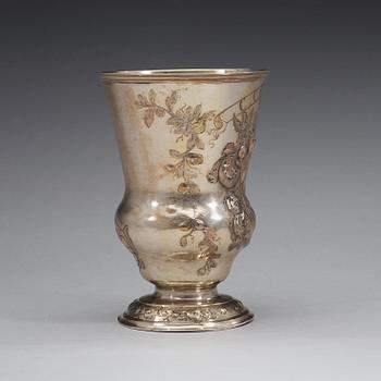 A Polish 18th century parcel-gilt beaker, unidentified makers mark, Breslau 1746-1758.