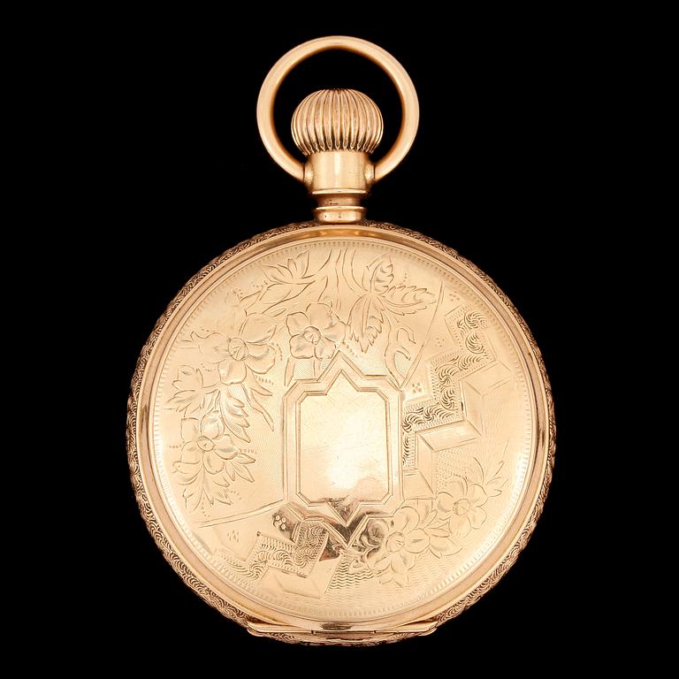 FICKUR, 14k guld, Waltham, Special Railroad King. 1890-tal. Vikt ca133g.