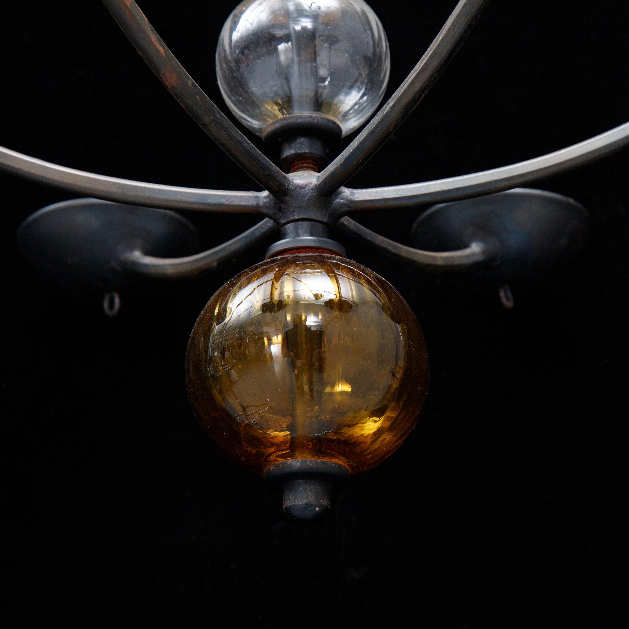 Carl Kihlberg, a Boda Smide glass and iron chandelier.