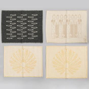 Dora Jung, Three 1960-1970's century place mats and cloth for Tampella Finland.