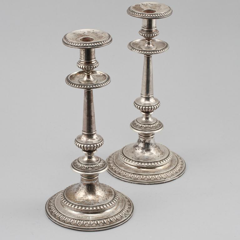LJUSSTAKAR, ett par, silver, Johan Ludvig Friberg, Stockholm, 1884.