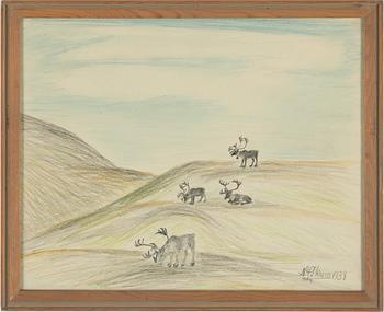 NILS NILSSON SKUM, crayon and pencil, signed N.N. Skum and dated 1938.