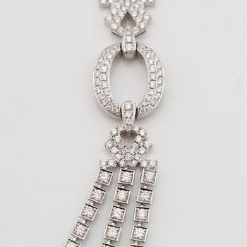 A brilliant cut diamond necklace, total carat weight circa 16.50 cts. Quality circa G-H/VS-SI.