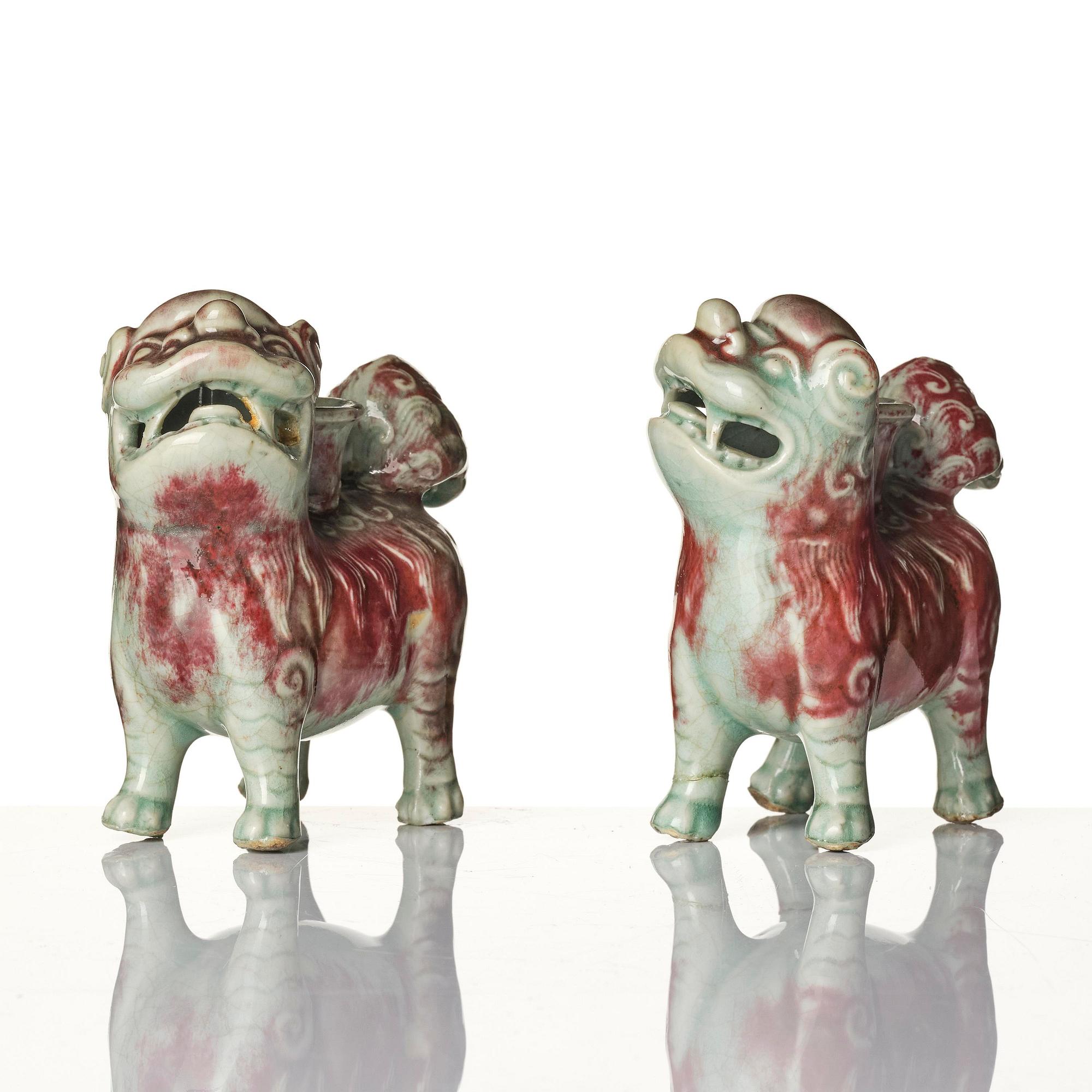 A pair of joss stick/candle holders, Qing dynasty, 18th century.