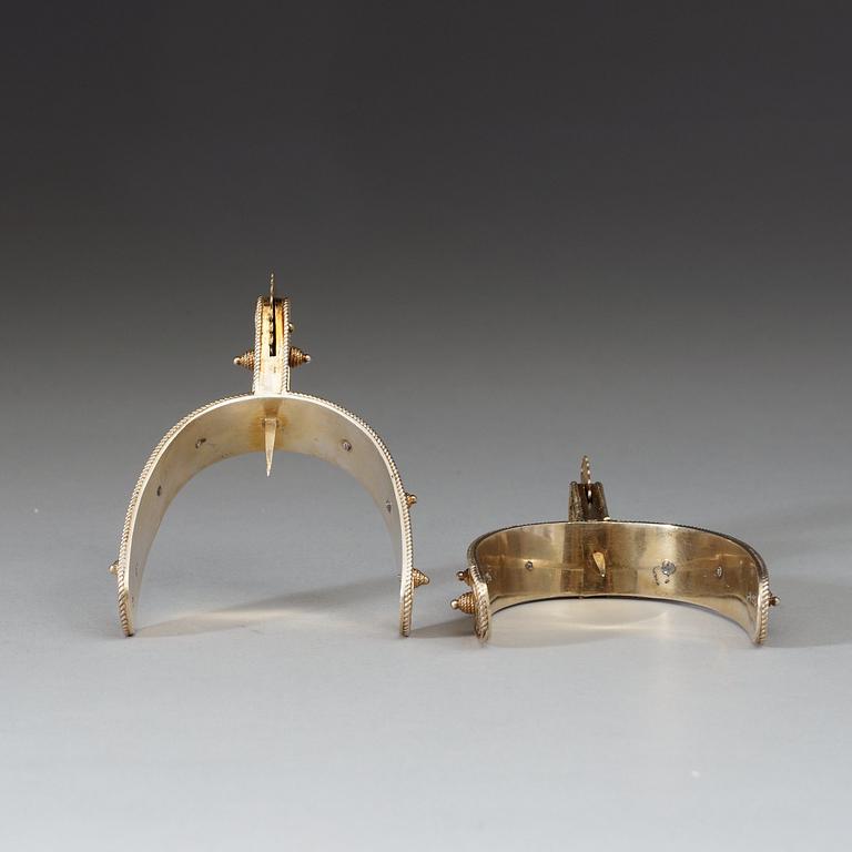 A pair of possibly Austria-Hungary 19th century silver-gilt spurs.
