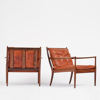 Ib Kofod-Larsen, fåtöljer, ett par, "Samsö", Olof Persons Fåtöljindustri (OPE), Jönköping, 1960-tal.