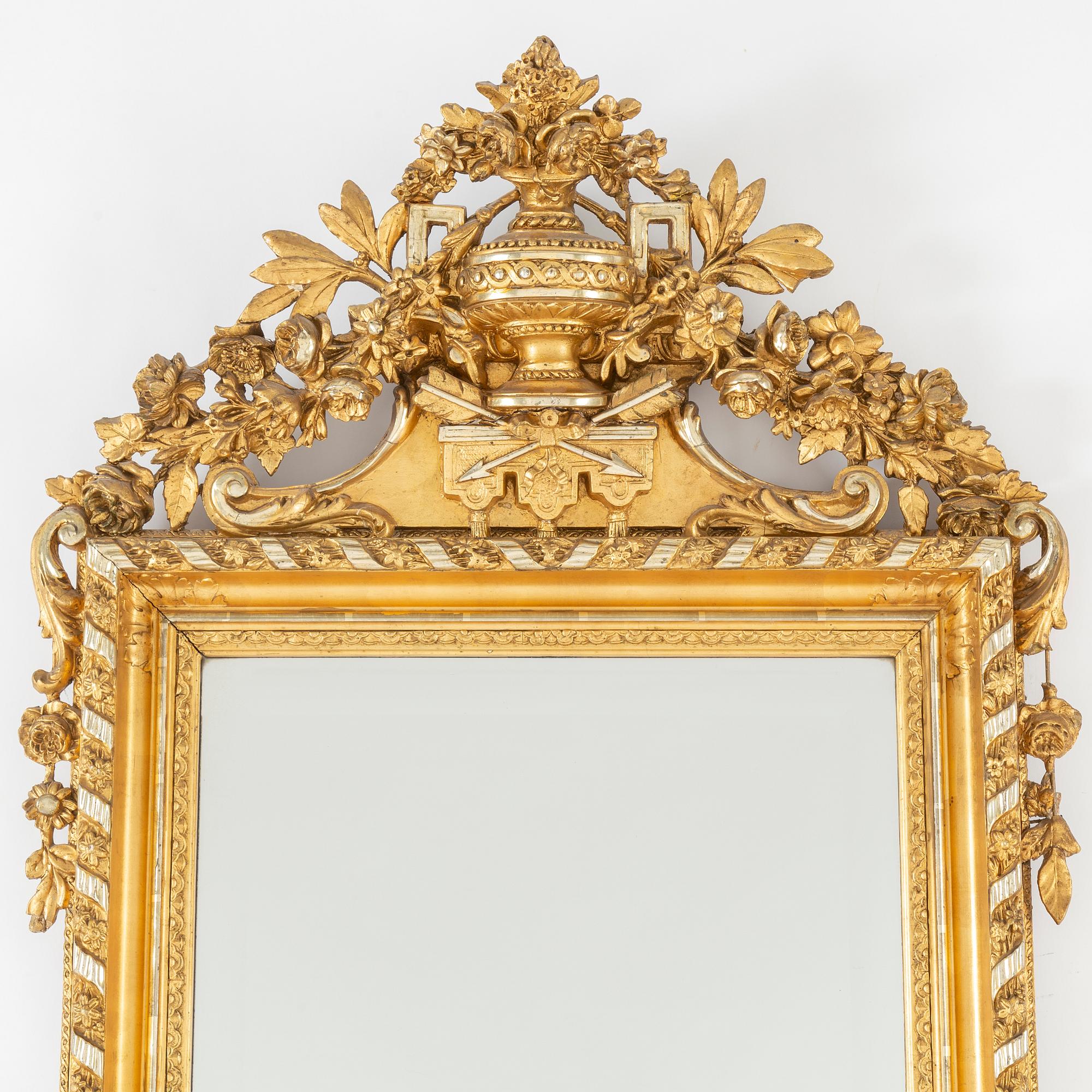 A late 19th century mirror and console table.