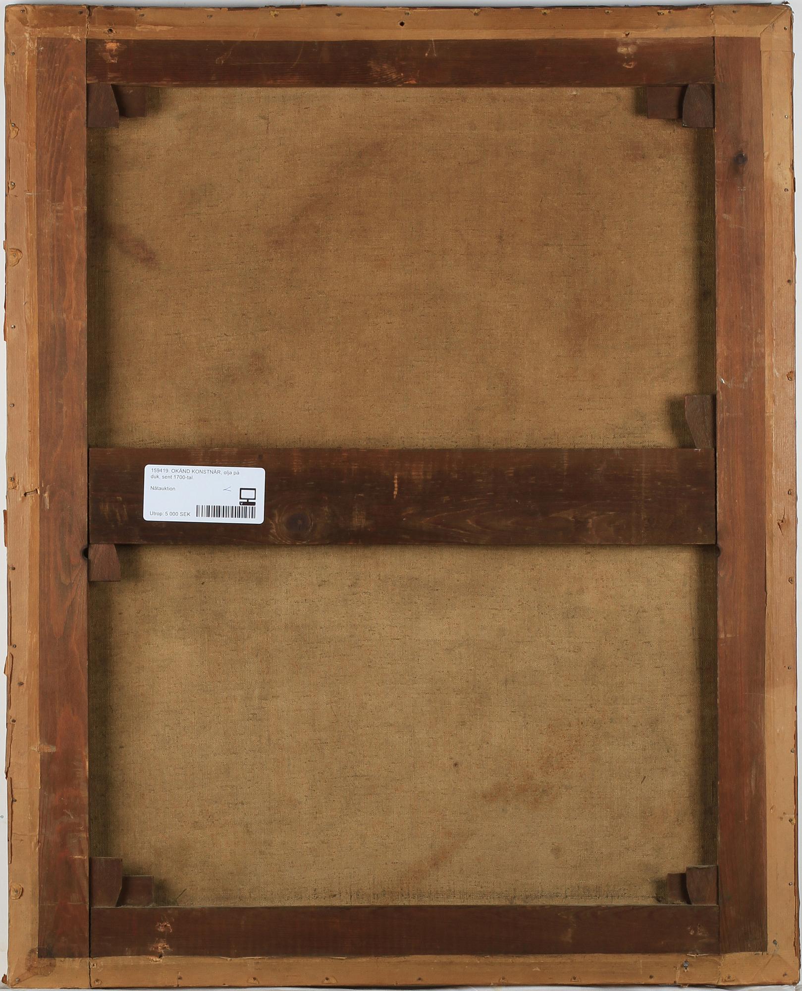 OKÄND KONSTNÄR, olja på duk, sent 1700-tal.