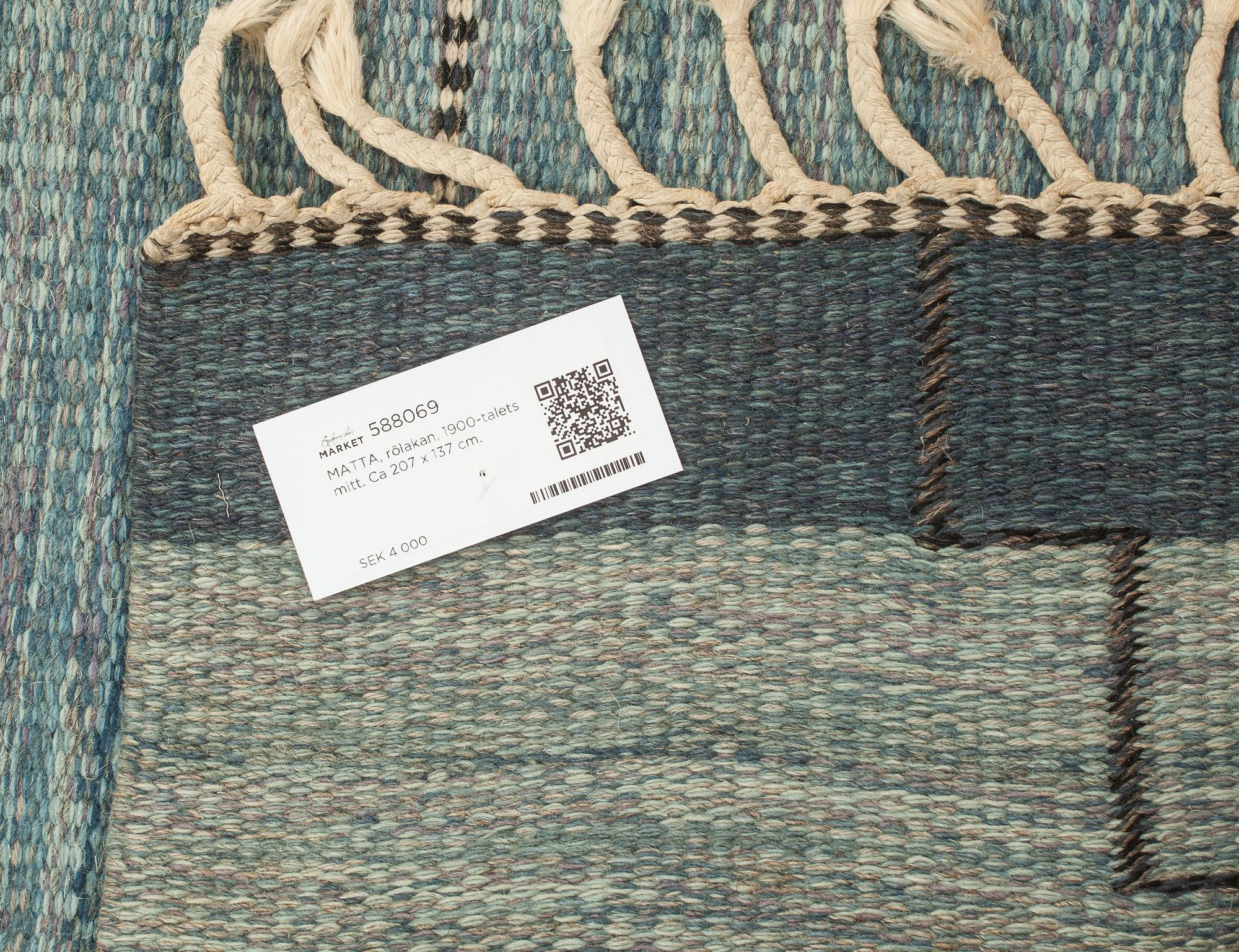 MATTA, rölakan, 1900-talets mitt. Ca 207 x 137 cm.