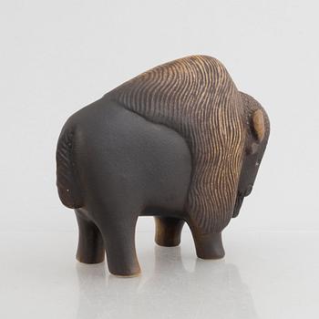 Lisa Larson, two stoneware figurines, 'Utter'(Otter) & 'Visent'(Wisent), WWF & Nordiska Kompaniet, Gustavsberg, 1975-87.