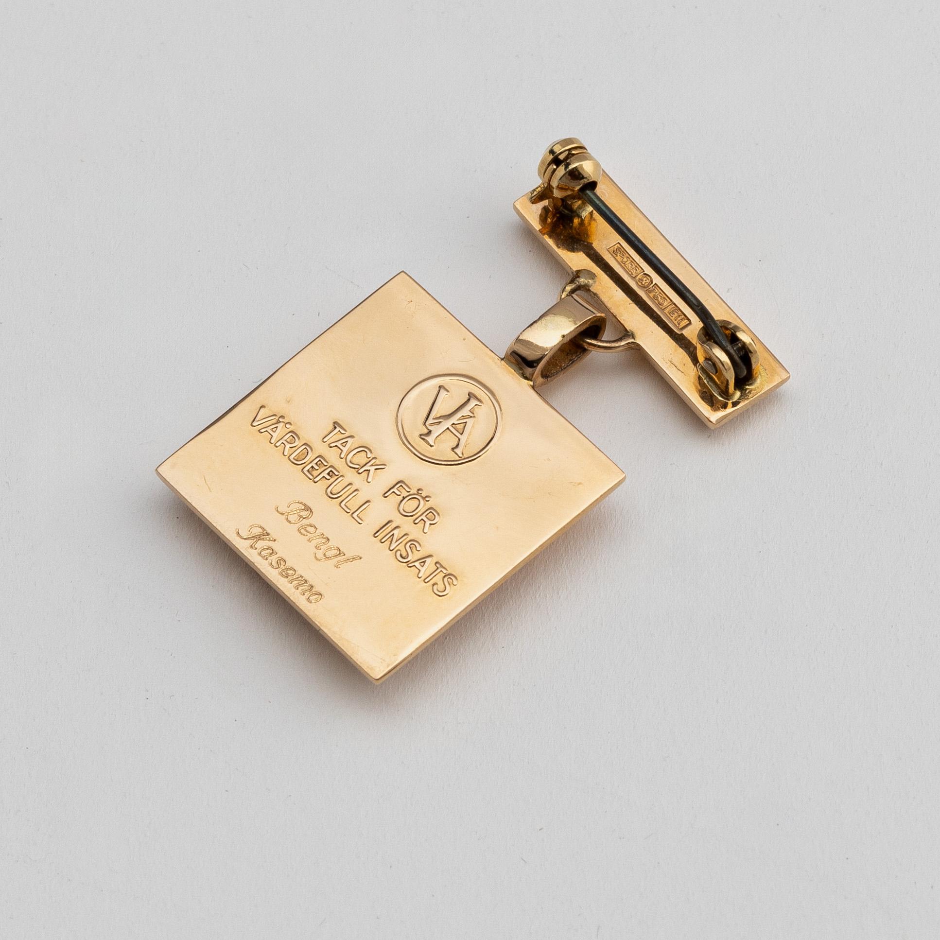 The Royal Swedish Academy of Engineering, gold medal. Awarded to Professor Bengt Kasemo in 2007.