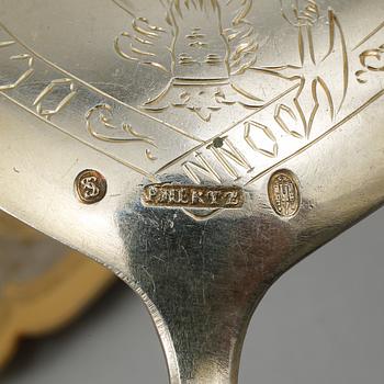 PARTI SILVER, 5 delar, Sverige och Danmark, 1800-talets andra hälft, total vikt 452 g.