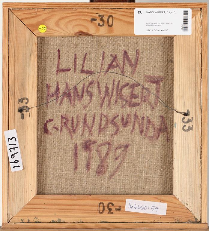 HANS WIGERT, olja på duk, sign o dat Grundsunda 1989 a tergo.