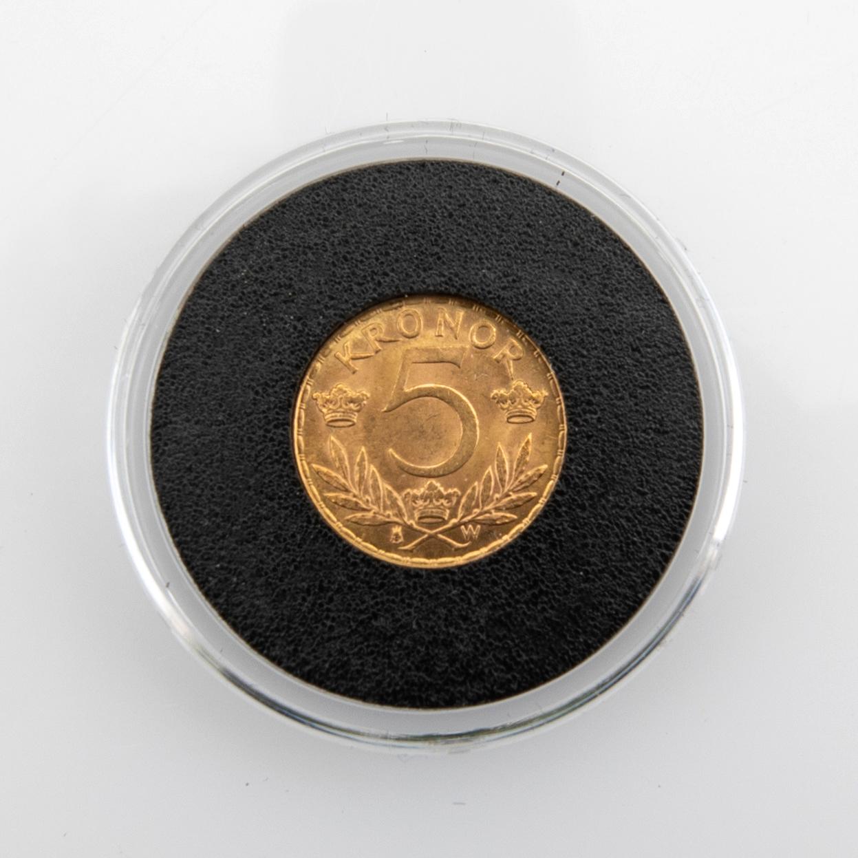 Gold coin Sweden, Gustav V 5 kr, 1920.