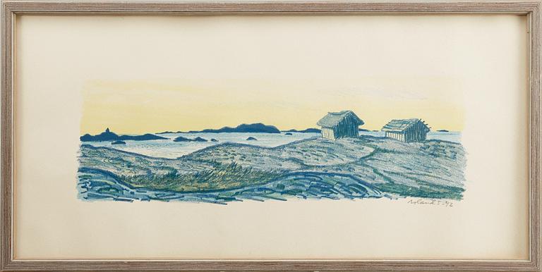 ROLAND SVENSSON, 2 st färglitografier samt bok, 1900-talets förta hälft/mitt.