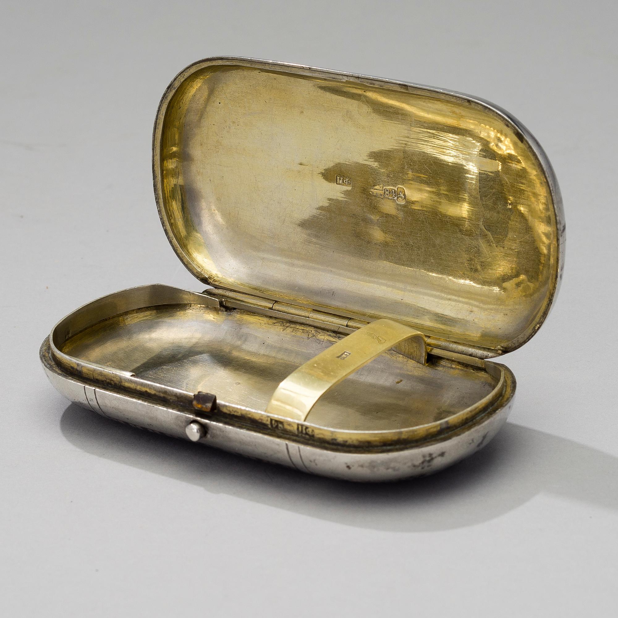 CIGAR CASE, silver and niello, Moscow 1864, N.Feofilov, weight 112 g.