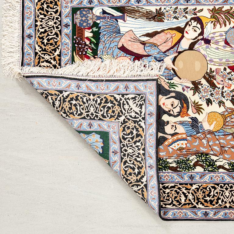 Isfahan rug, figural semi-antique, approx. 160x106 cm.