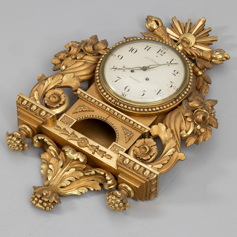 Wall clock, Gustavian style, P.N. Wohlin, Stockholm, 20th century.