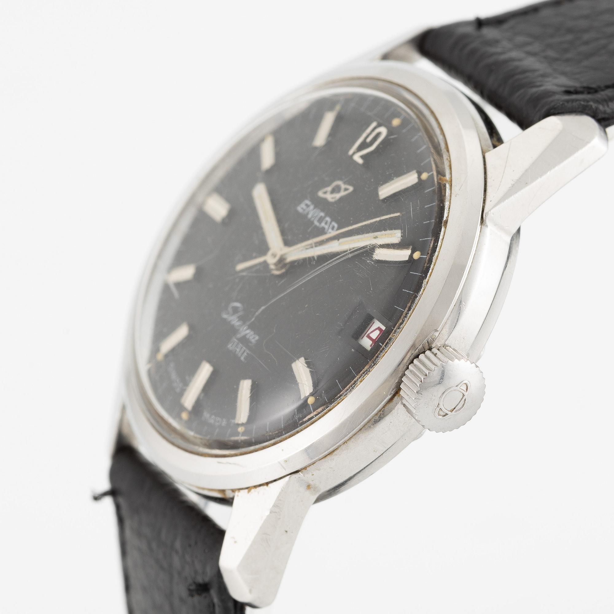 Enicar, Sherpa Date, "Sherpa 600", wristwatch, 34.5 mm.