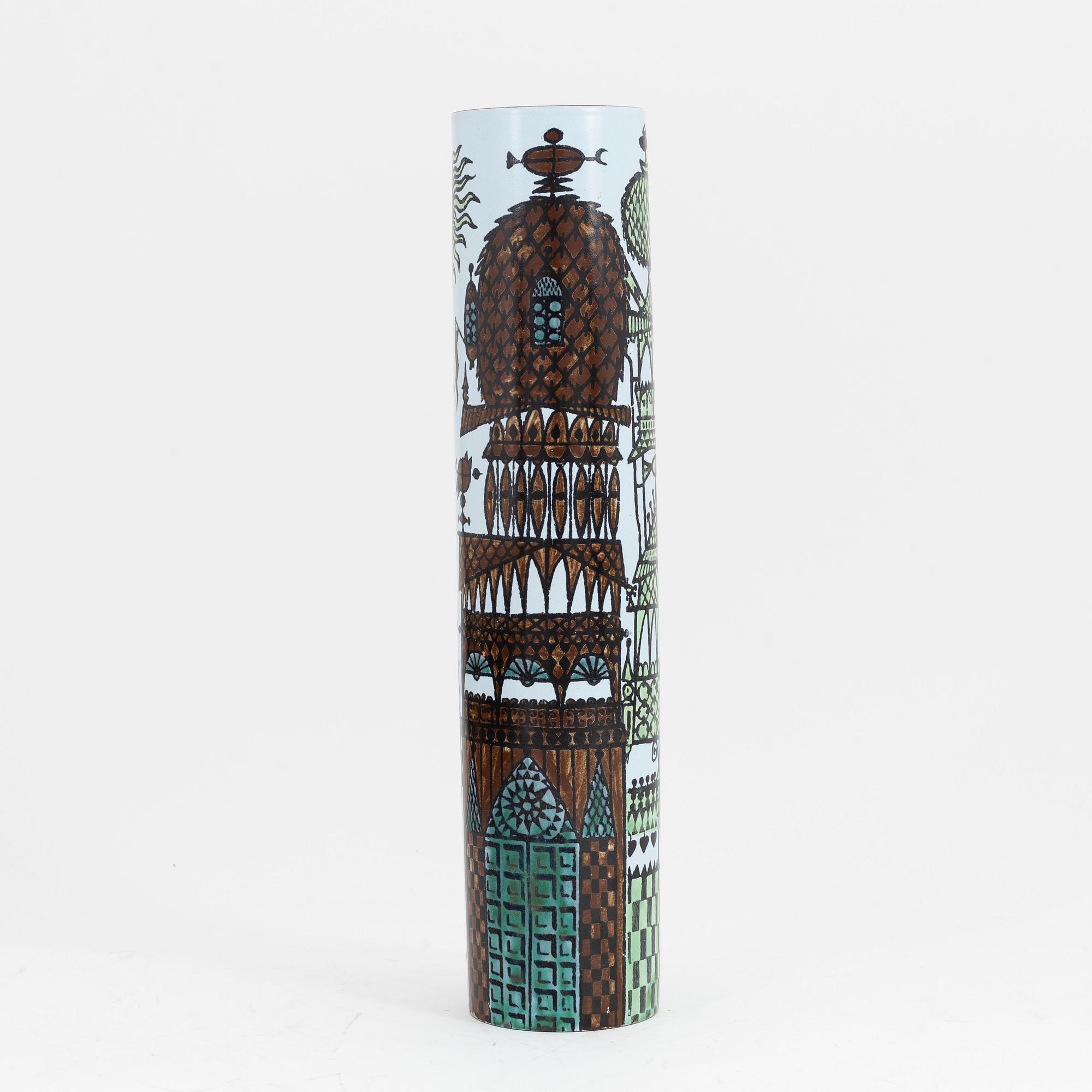 Stig Lindberg, an earthenware 'Karneval' vase, Gustavsbergs studio.