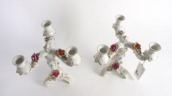 BORDSUPPSATS, 3 delar, porslin, rokokostil,
Tyskland.