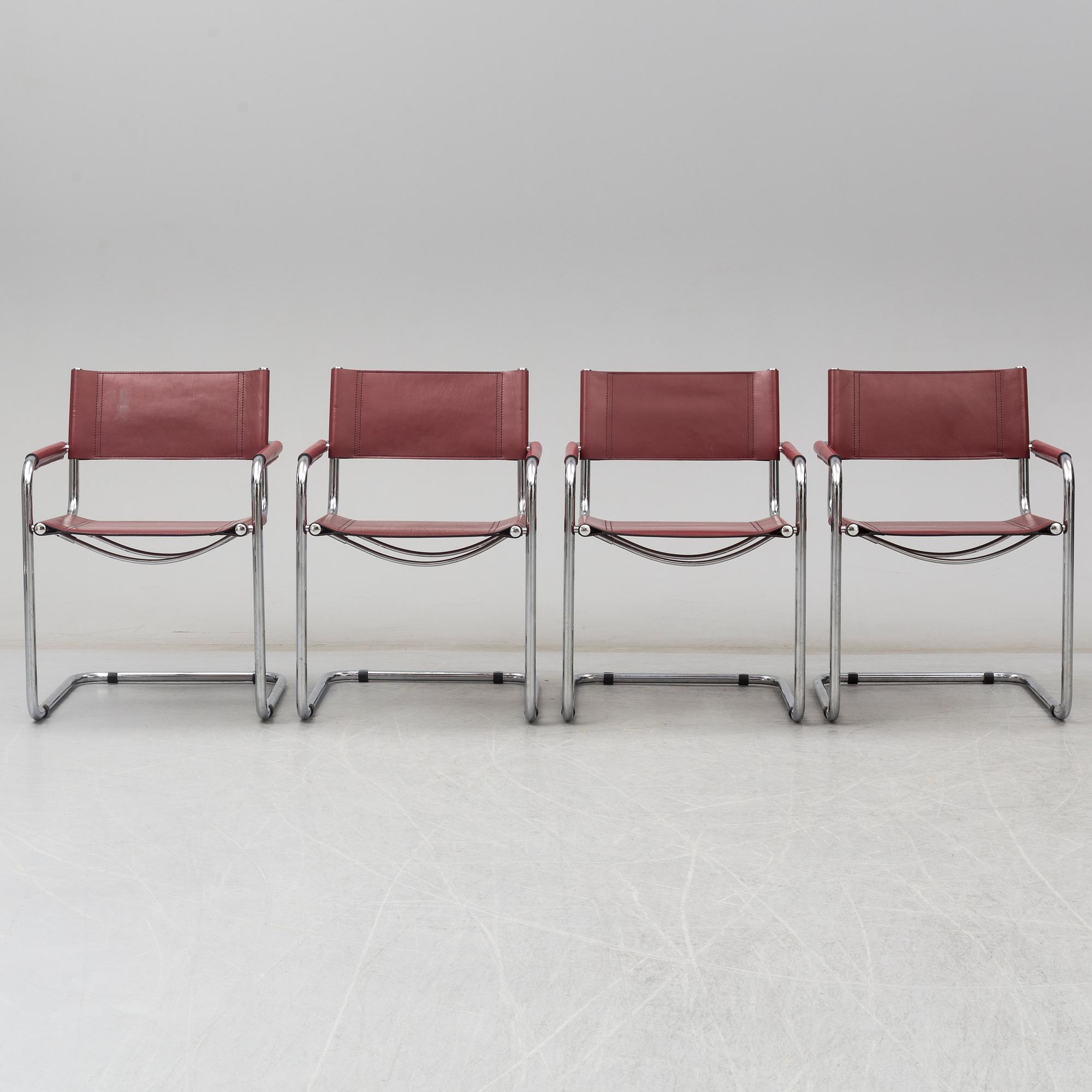 Four arm chairs by Mart Stam, Fasem, Italy.