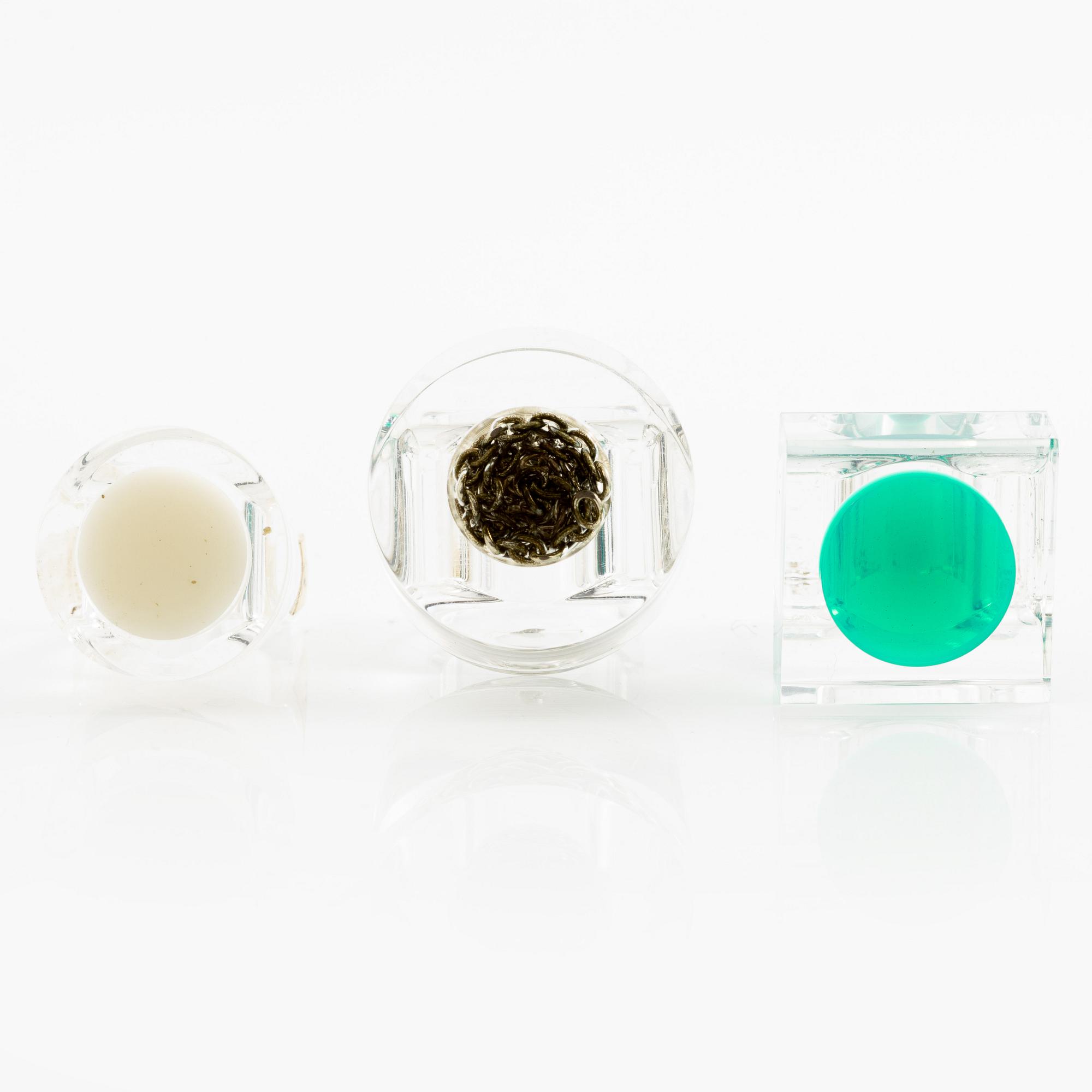 Siv Lagerström, three acrylic rings, 1970s.
