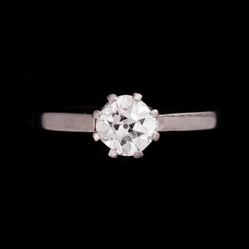 RING, 18K vitguld, briljantslipad diamant 1,14 ct, kulett. N. Westerback Helsingfors 1967. Vikt 4,7 g.