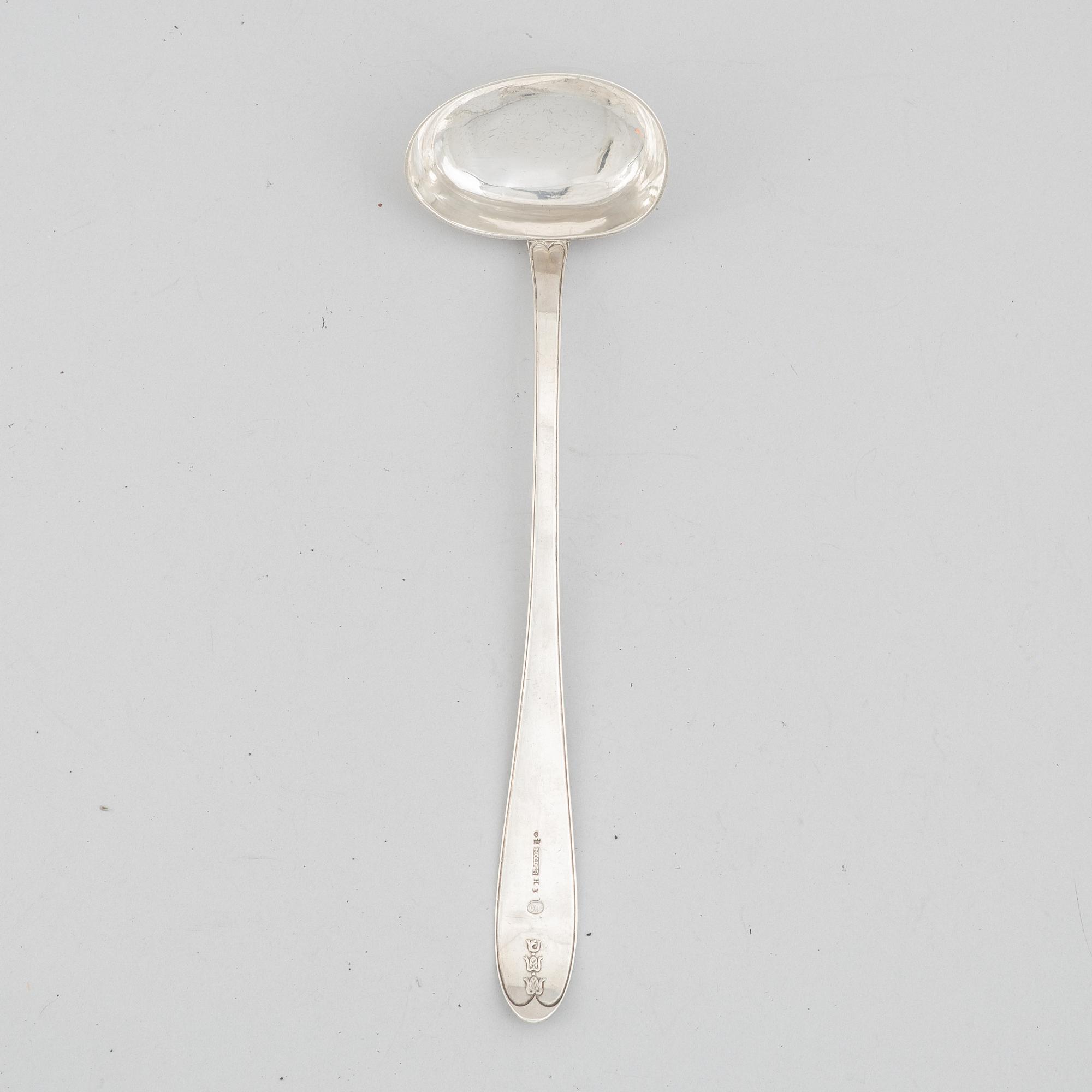 A Swedish silver soup ladle, mark of Jacob Möller, Malmö 1814.