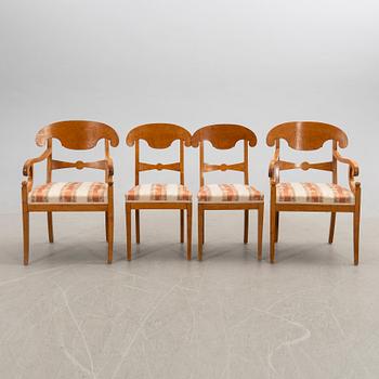 Chairs, two pairs, Karl Johan style. Early 20th century.