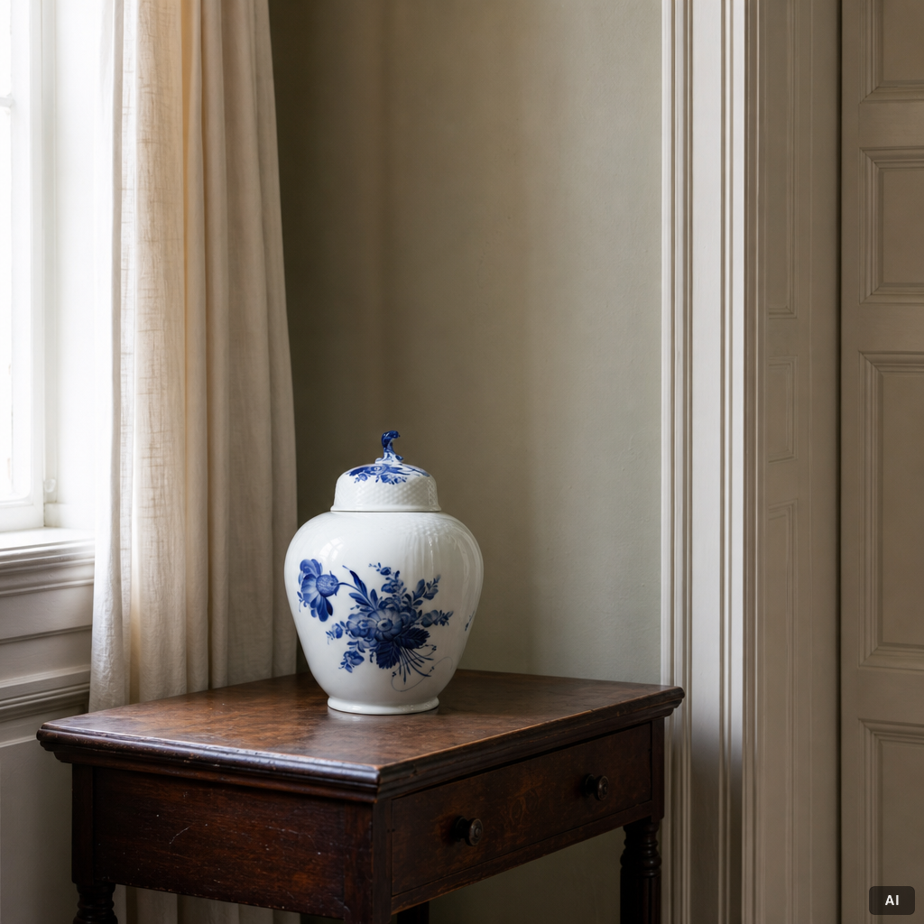 Royal Copenhagen, urn with lid, "Blue Flower".