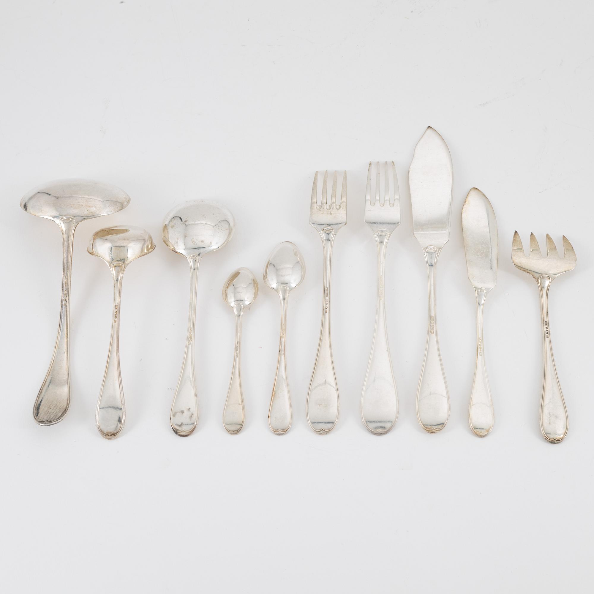 A 99-piece silver model G cutlery service, mark of W.A. Bolin, Stockholm, including 1950.