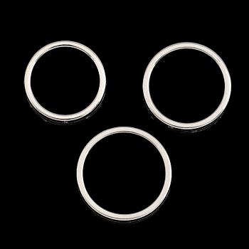 RINGAR, 3 st, stål, briljantslipade diamanter, Fleming Uziel.