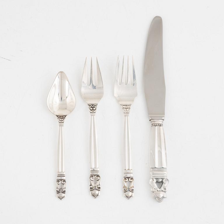 A Danish Silver Cutlery, 'Acorn', Johan Rohde,  Georg Jensen (40 pieces).