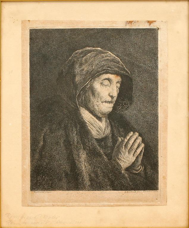 SCHMIDT, GEORG FREIDRICH, etsning, efter Rembrandt. 1700-tal.