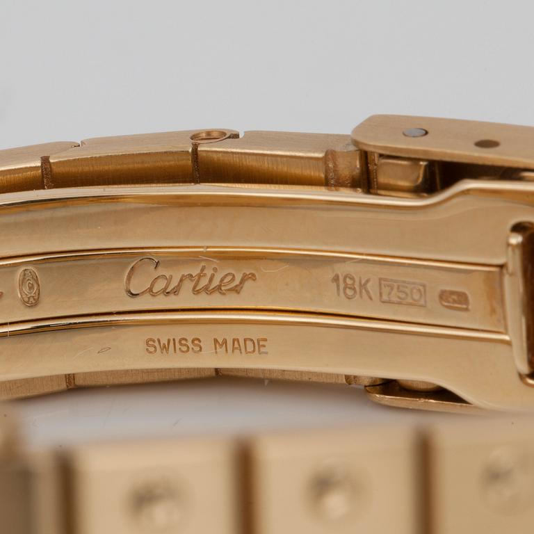DAMUR, Cartier Santos, boett samt integrerad länk i 18K guld. Automat. Serienummer: 8090604461.