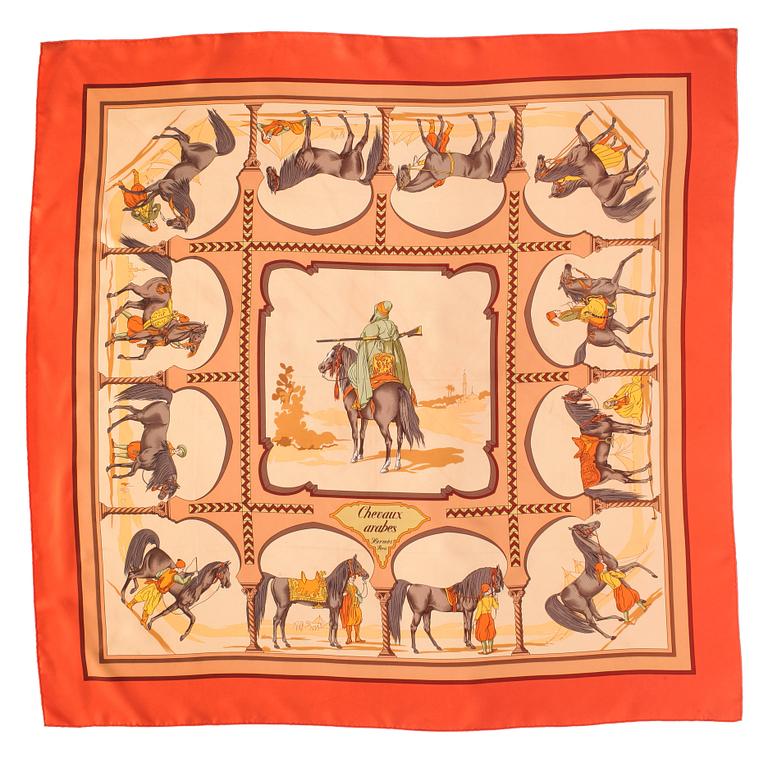 HERMÈS, silk scarf, "Chevaux arabes".