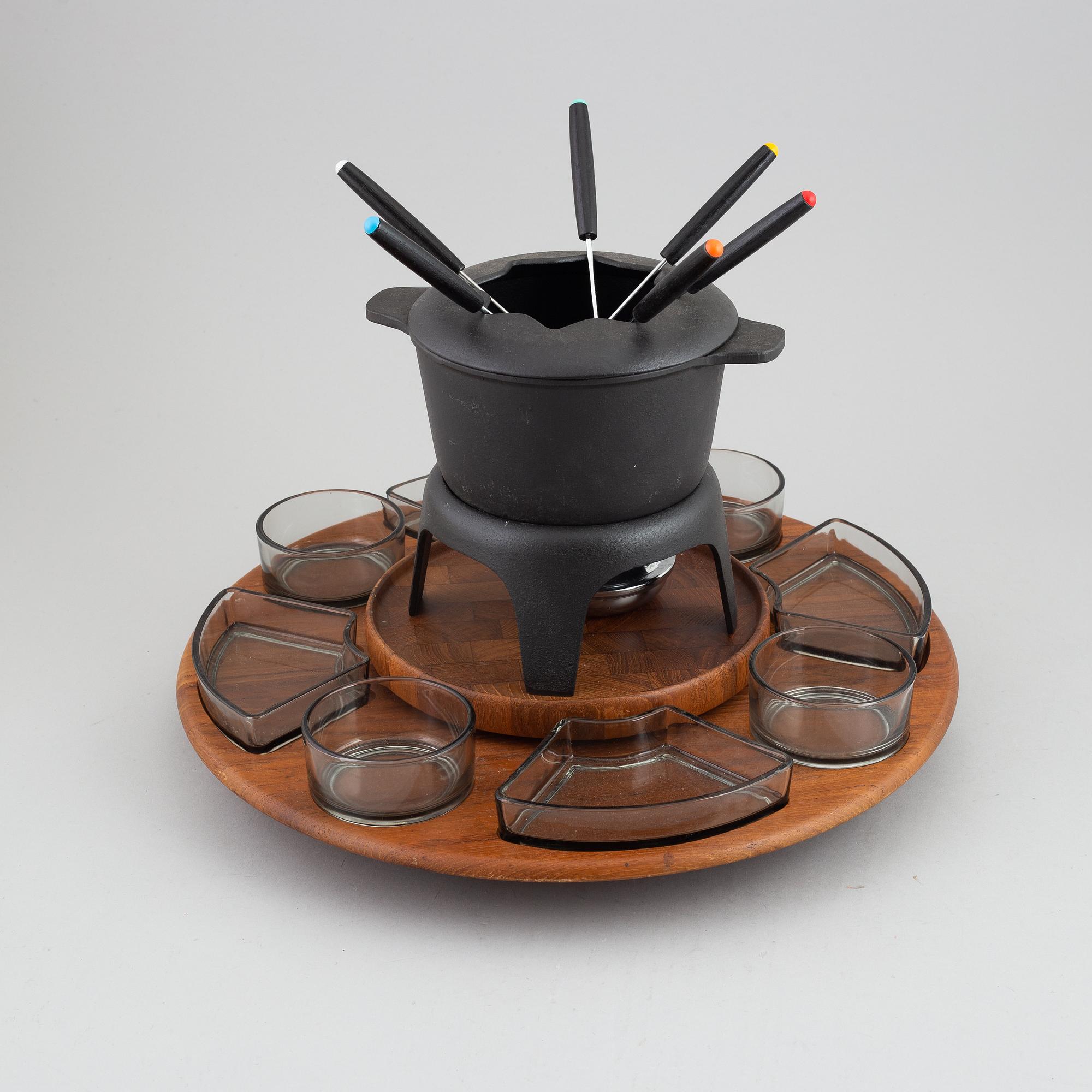 A fondue set by Jens Quistgaard, Digsmed, Denmark, 1960's.