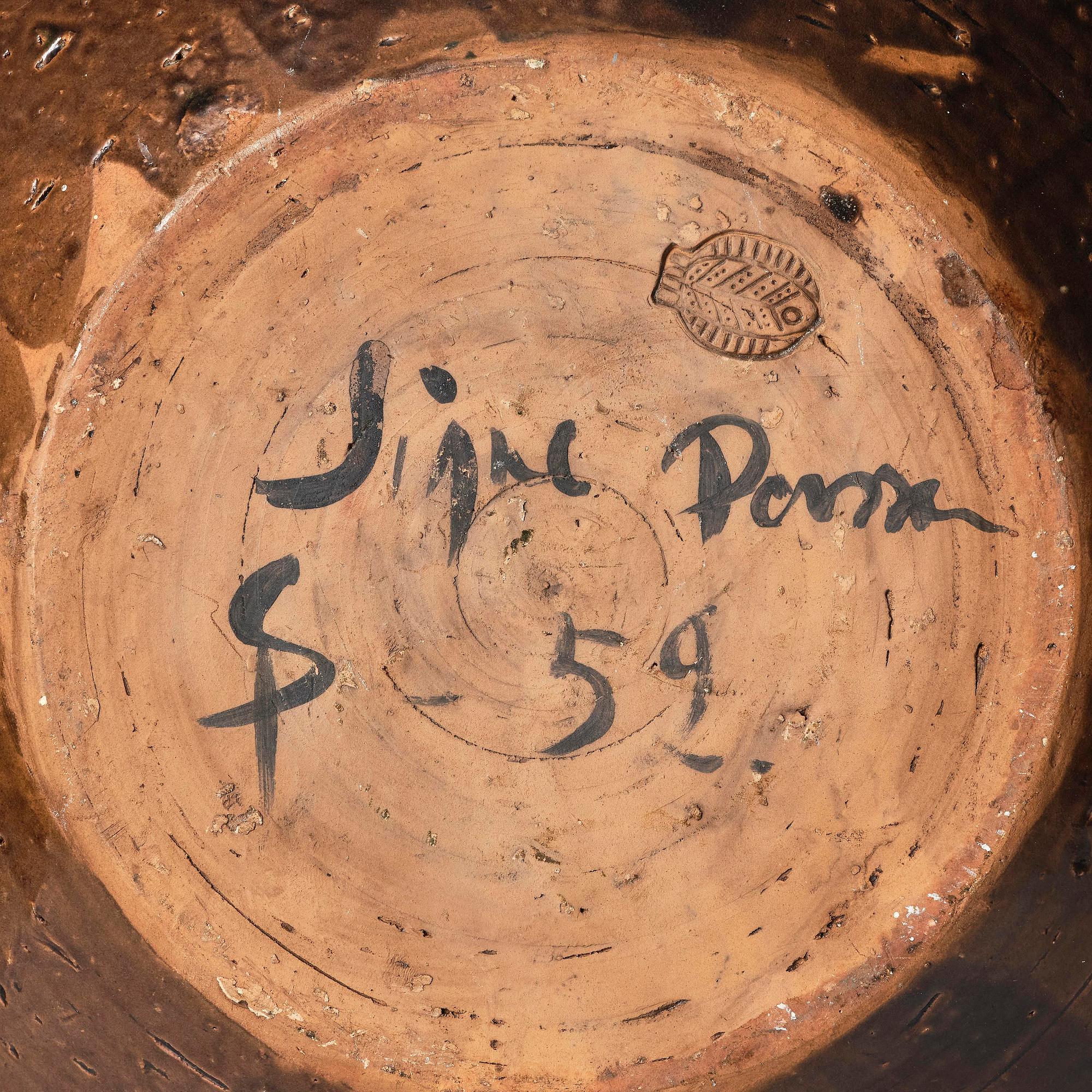 Signe Persson-Melin, a grand ceramic dish, executed in her workshop, Malmö 1959.