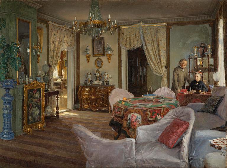 Johan Krouthén, "I salongen - Minna och Carl-Fredrik von Malmborg" (Von Malmborgska hemmet i Linköping).