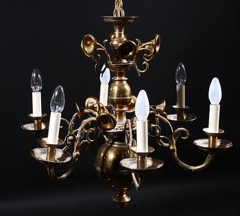 LJUSKRONA, mässing, barockstil, 1900-talets första hälft. H 57.