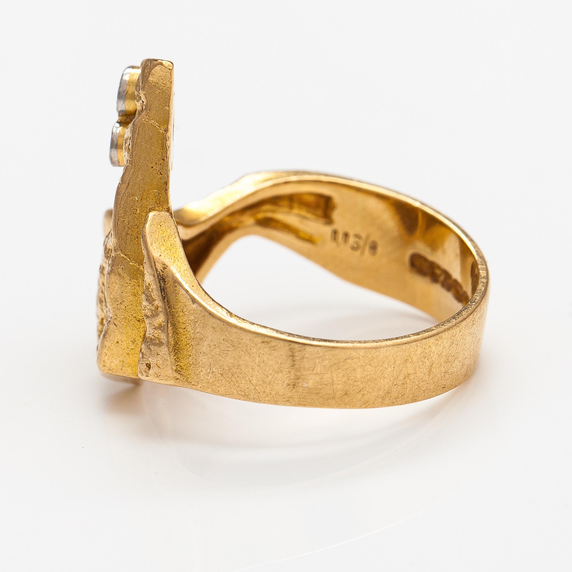 Björn Weckström, Ring "Diamantkvist", 18K guld, diamanter ca 0.03 ct tot. Lapponia 1979.