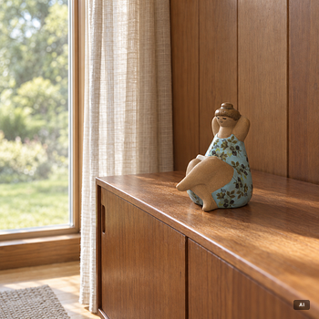 Lisa Larson, figurin, stengods, "Emma", ur serien "ABC-flickorna", Gustavsberg.
