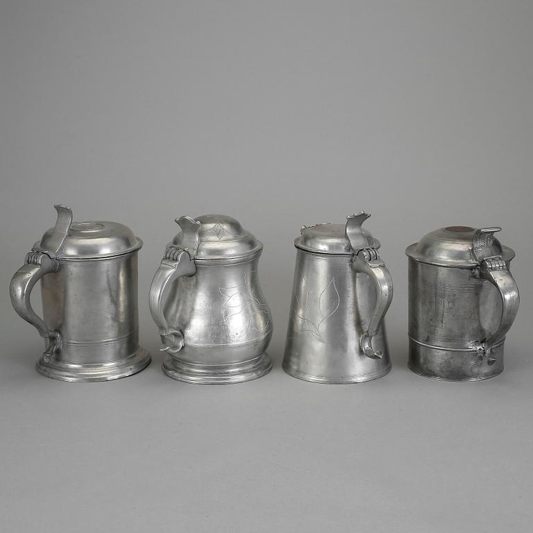 STOP, 4 stycken, tenn, bla Nicklas Anström, Växjö, (1817-1844).