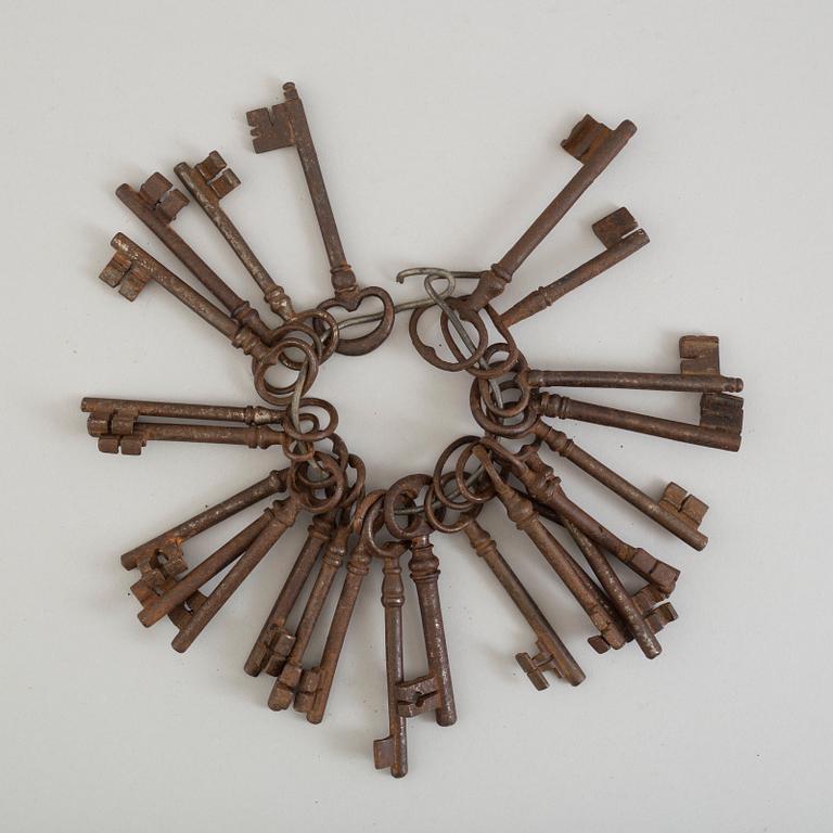 A set of 25 19th century iron keys.